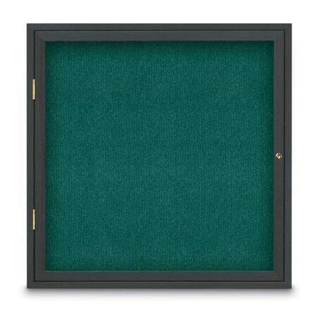 United Visual Products Sliding Door Indoor Enclosed Corkboard, 7 UV9028ACS-BLACK-SURF